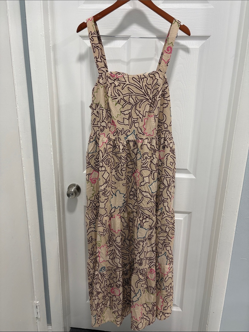 Knox Rose Cream Floral Maxi Dress with Pink & Green Accents